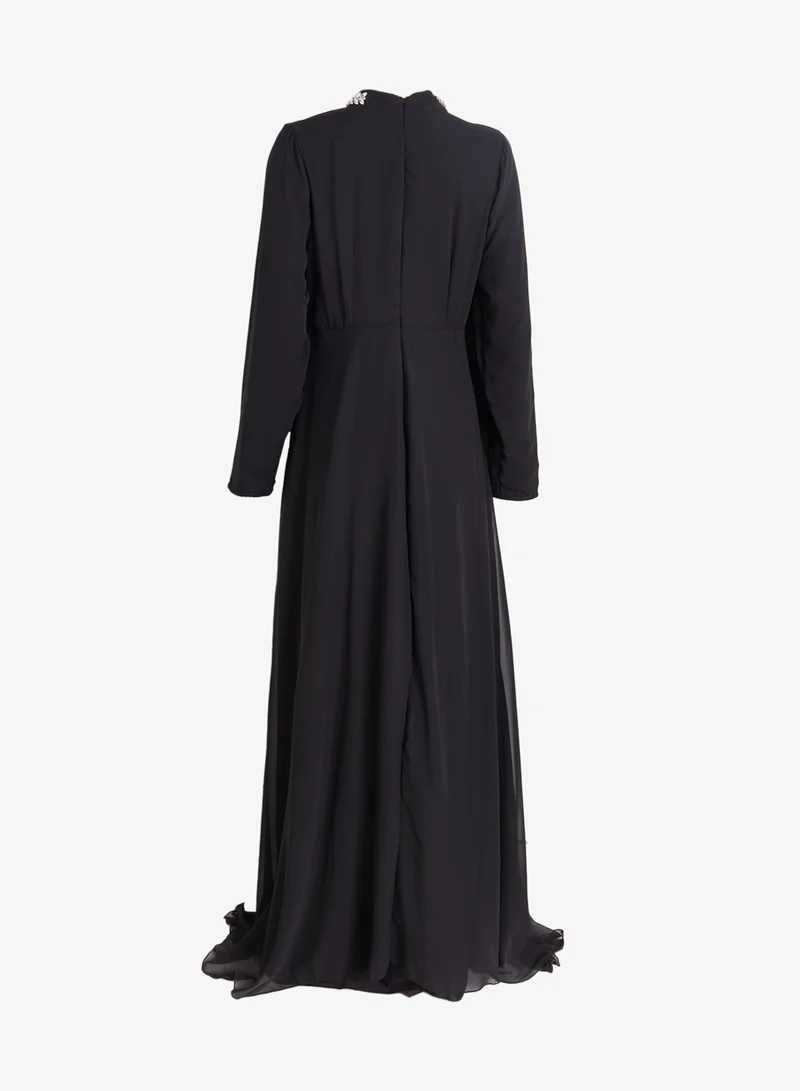 Khizana Plus Size A-line Dress With Shoulder Drape